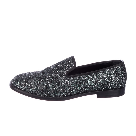 💎JIMMY CHOO Metallic Loafers. Size US 7/IT 37.5. Black&Metallic - Picture 2 of 12